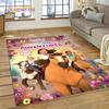 Spirit Riding Free Zeichentrickpferde Teppich Teppich für Wohnzimmer Schlafzimmer Heimdekoration, Rutschfeste Dekoration für Sofa Fußmatte Mädchen Geschenk