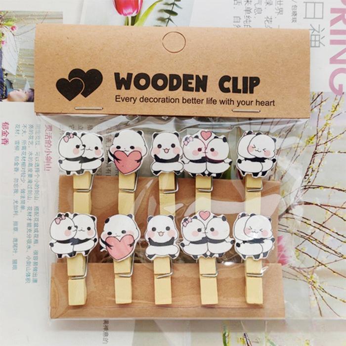 

Пара панд Вешает фотографии Фоторамки Записки Зажимы для карточек для цветочного магазина 10pcs(one set)