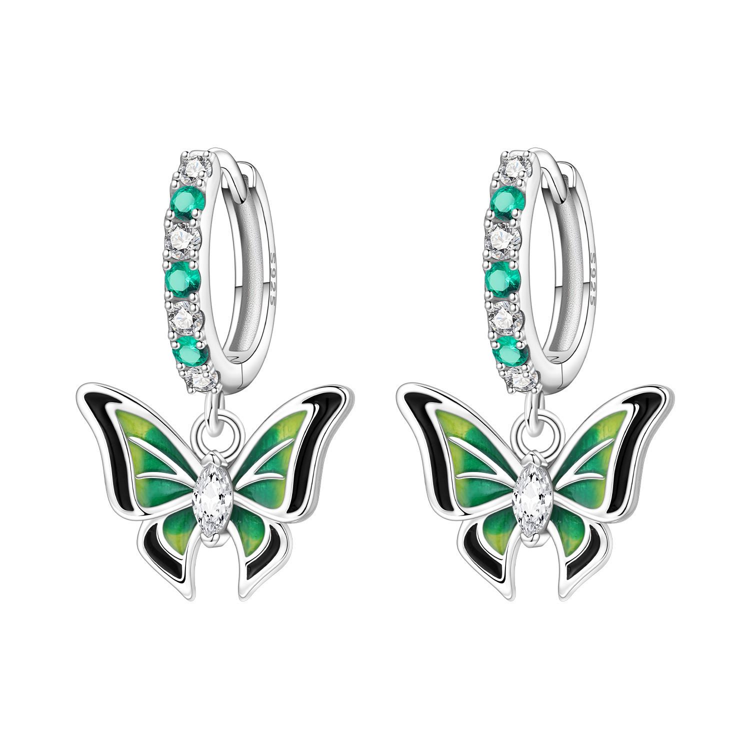 

925 Silver Purple Butterfly Insect Drop Earrings Women Earrings Charm Trendy Jewelry Wedding Anniversary Gifts