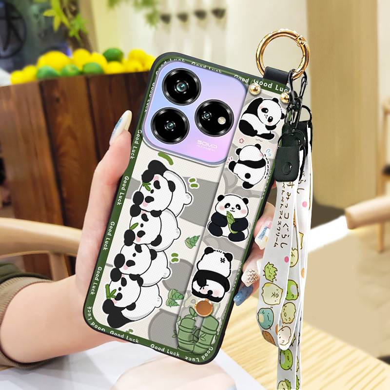 Silicone Wristband Phone Case For ZTE Blade V60 Design/Axon 60 Lite Protective Fashion Design Durable Phone Holder Panda