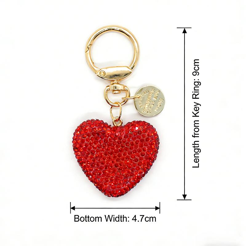 Bling Bling Pink Heart Crystal Rhinestone Soft Clay Keychain for Women, Cute Fashion Bag Charm & Key Ring Pendant for Purse Keys