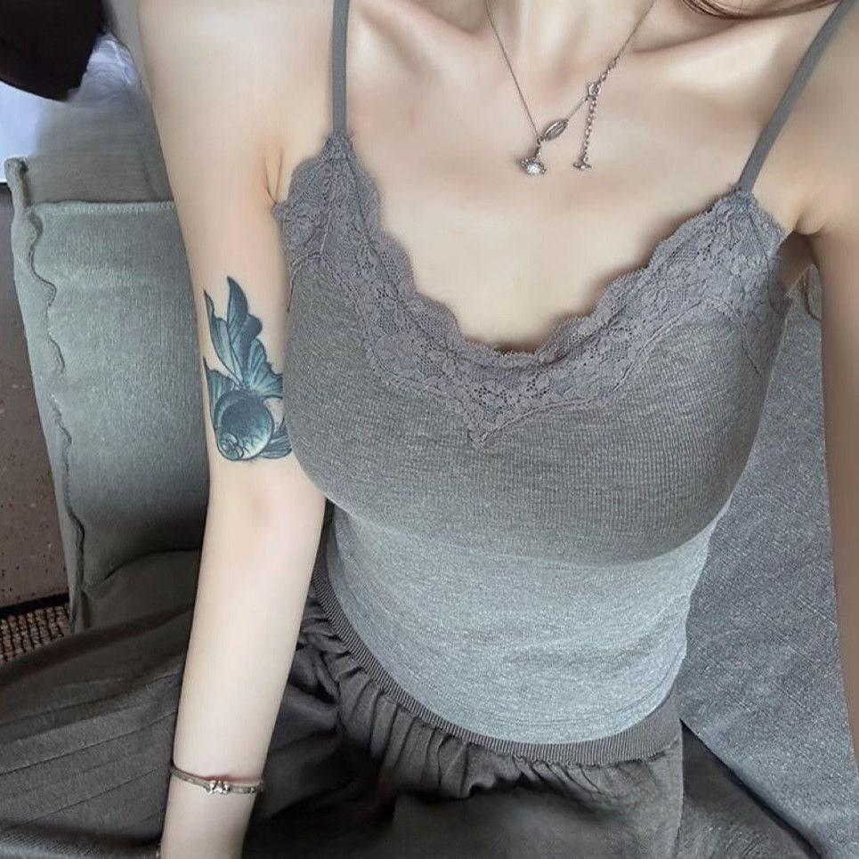 Lacy Strap Tank Top For Women With 3d Embroidery And Sheer Mesh Fabric Perfect For Spring Fashion