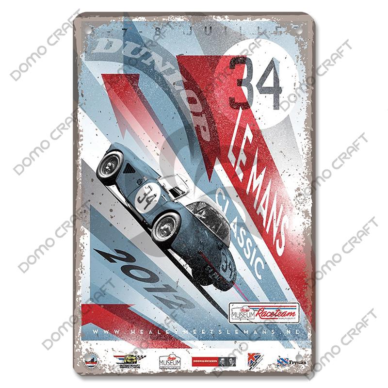 Racing Car Plaque Metal Tin Signs F1 Racetrack Vintage Metal Poster Wall Art Decor for Garage Racing Club Home