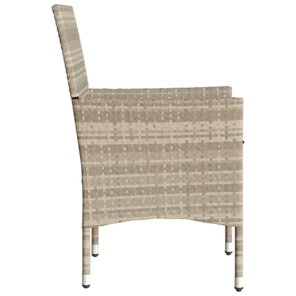 Garden Chairs with Cushions 2 Pcs Light Grey Poly Rattan