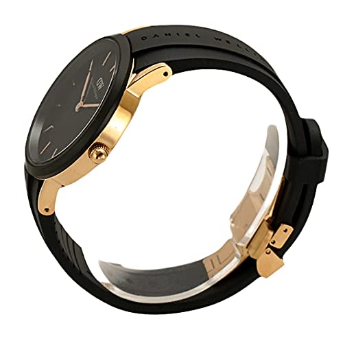 Daniel Wellington Iconic Motion 40mm Watch, Black and Rose Gold with Rubber Strap, DW00100425