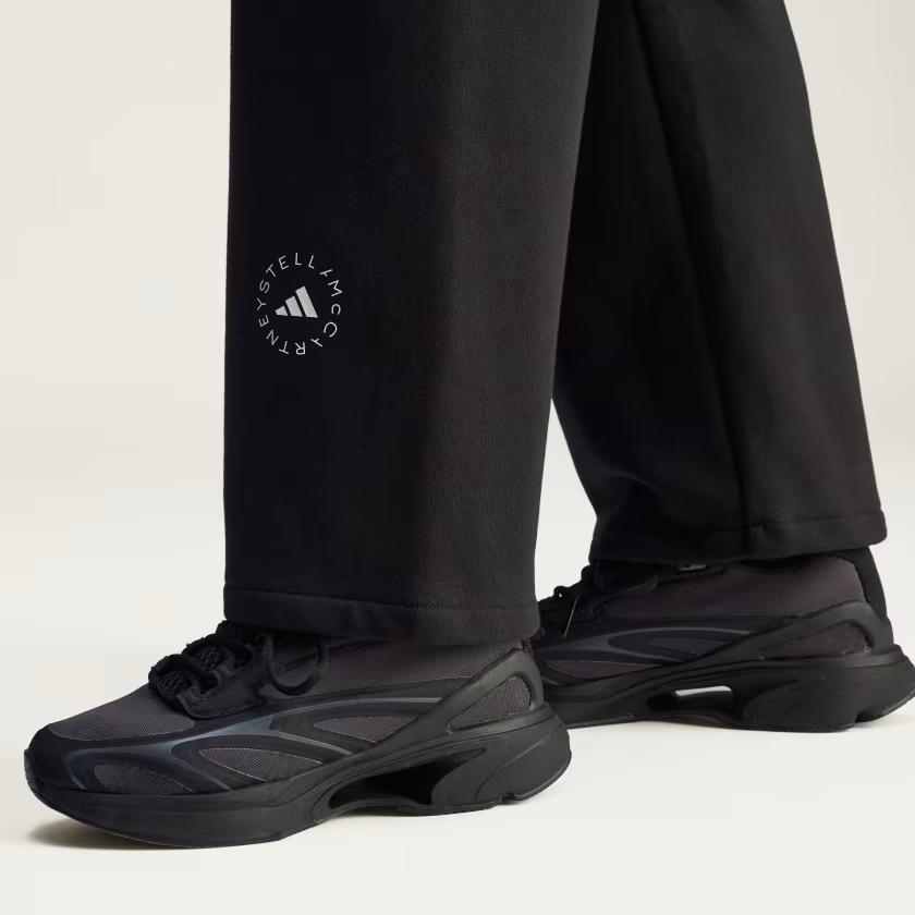 Adidas By Stella McCartney High-Waisted Drawstring Logo Straight Leg Knit Sports Pants Women pants Black JJ0102