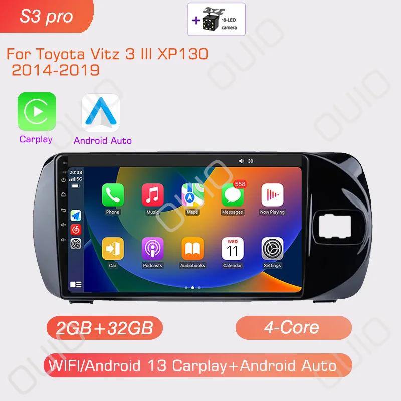 4G Android 13 Radio For Toyota Vitz 3 XP130 2014 2015 2016 2017-2019 Car Stereo Multimedia Player Carplay Auto GPS 2DIN NO DVD