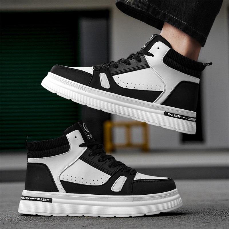 Men's Casual Shoes Four Seasons New High-top Breathable Soft Sole Non-slip Outdoor Walking Shoes Youth Joker Sports Board Shoes