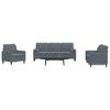 Vidaxl 3-Cz. Sofa Set With Cushions, Dark Grey, Velvet