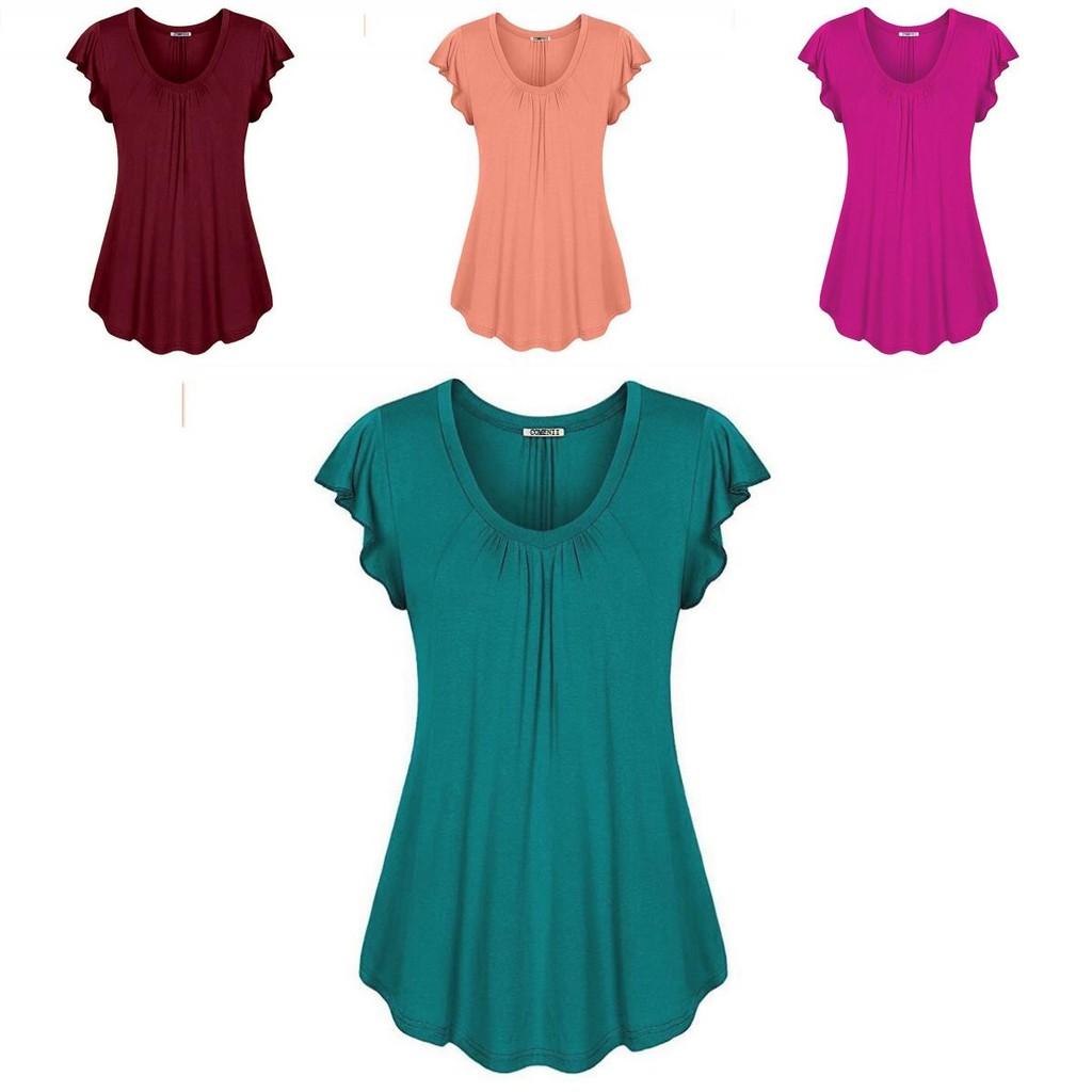 Plus Size Women's Summer Short Sleeve Blouse T Shirt Tops Casual Loose Tunic Tee For Effortless Style And Comfort