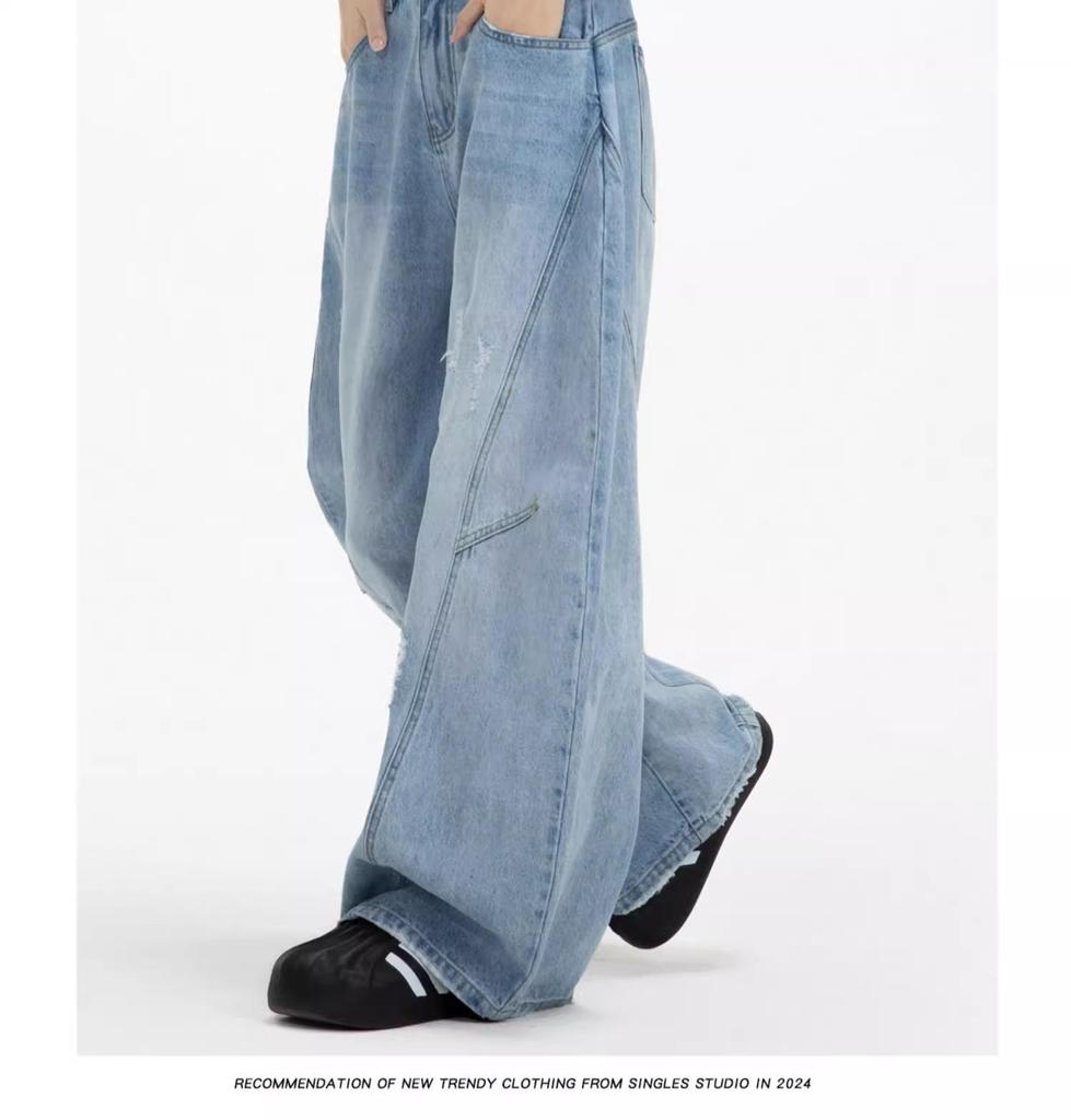 Women's Vintage Retro Wide-Leg Deconstructed Jeans