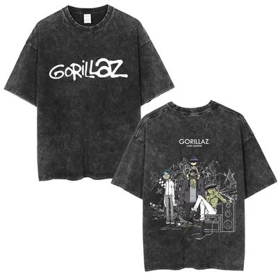 Camiseta Negra Oversize Lavado Ácido Vintage Doble Cara Volcán y Sol Gojira | Camiseta Merch Streetwear para Fan de Banda de Metal Progresivo