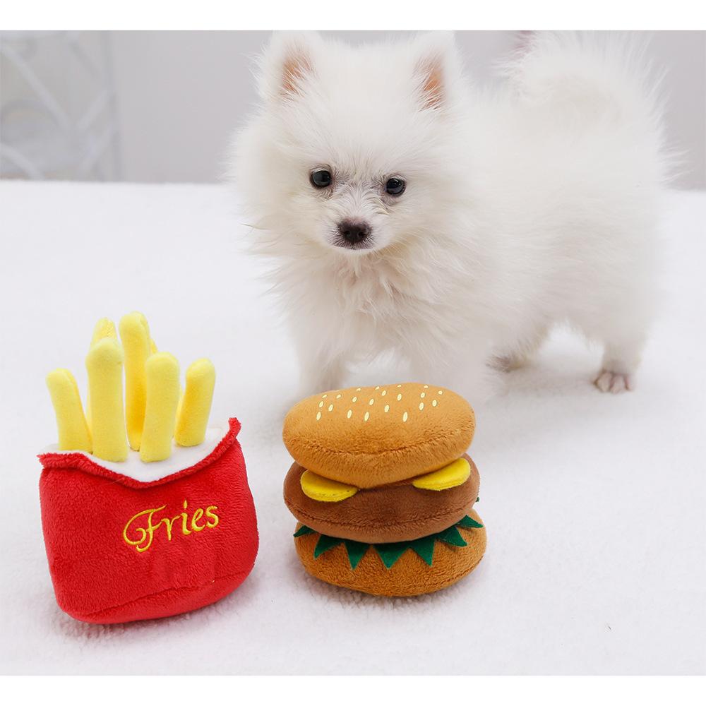 Dog Plush Sound Toys Cute Toys French Fries Burger Pet Supplies Toys Pet Supplies Cat Funny