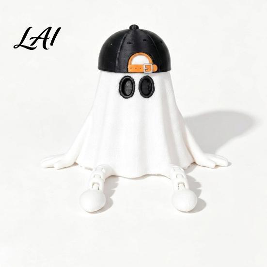 Artistic Ghost Sculptures Halloween Pumpkin Figurine 3D Printed Statue with Desk Ornaments Poseable Joint Spooky Articulated Decor Ornament
