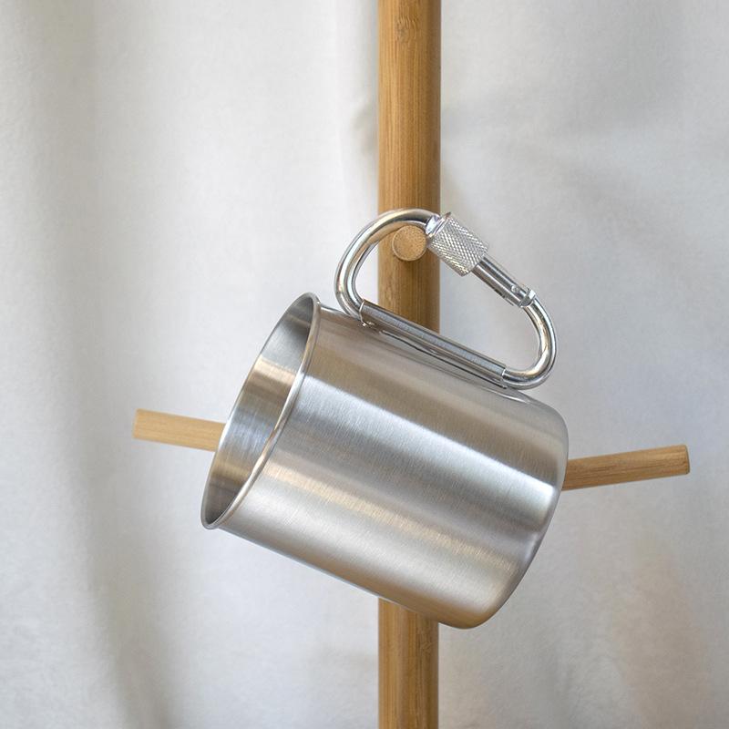 304 stainless steel camping cup, folding beer cup, mountaineering buckle camping water cup mug, single-layer cold drink cup