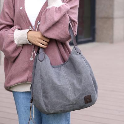 Bolsa de lona feminina moda com artístico simples bolsa de ombro único multi-camada lazer grande saco
