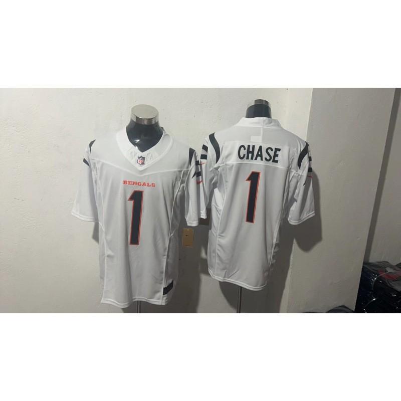 Cincinnati Bengals Chase 1 NFL Vyšívaný dres Pánská fotbalová uniforma Fanouškovské oblečení Bílá Černá Oranžová Edice