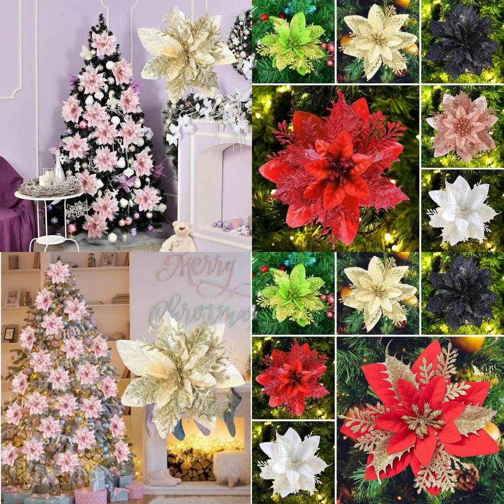 Atemberaubender 14,5 cm Weihnachtsschmuck Glitzernder floraler Kranz für Türen und Fenster