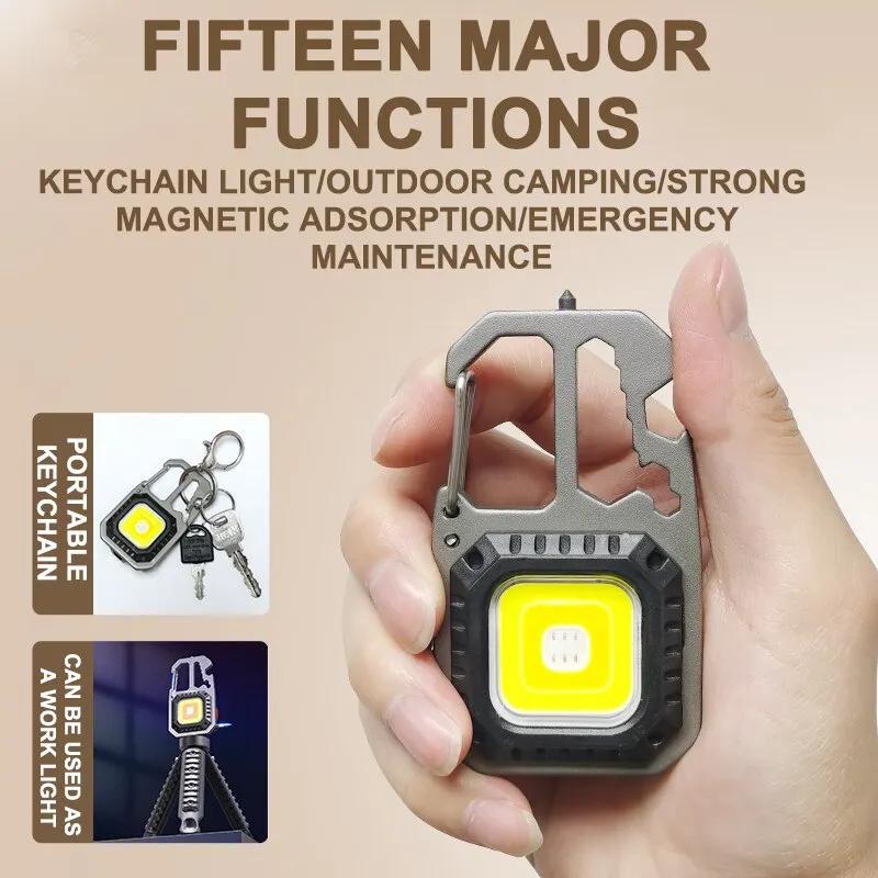 COB Keychain Work Light Portable EDC Flashlight High Lumens Camping Hiking Running Emergency Lighting Lamp With Screwdriver
