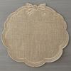 Placemat with Petal Shape And Bow Embroidery Table Mat Round Heat Insulation Non-Slip Oil Resistant Placemat for Dining Room