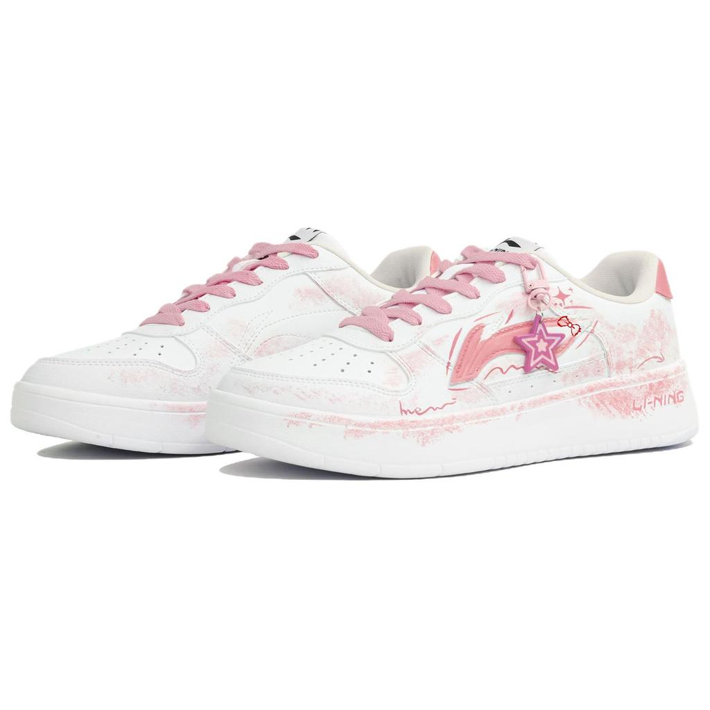Li Ning Floating Boat Slip Resistant Abrasion Resistant Low top Skateboard Shoes Women's Pink White AGCS420-6(Team113-S-BOX)