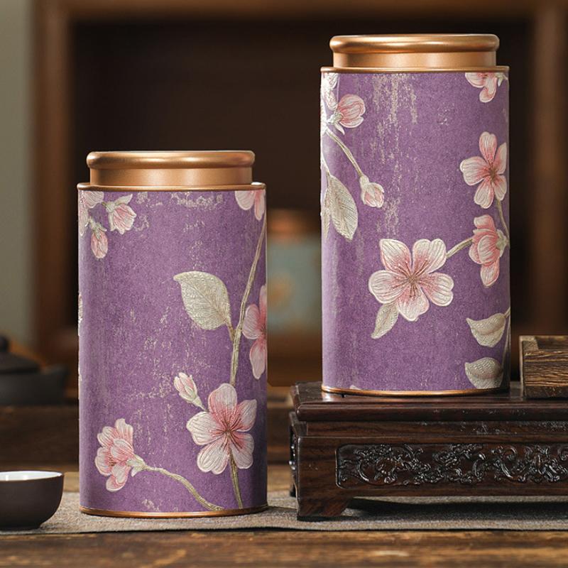 Flower Pattern Empty Tea Tin Can Household Green Black Tea Sealed Jar Portable Home Small Tea Packaging Box Tinplate Storage Can