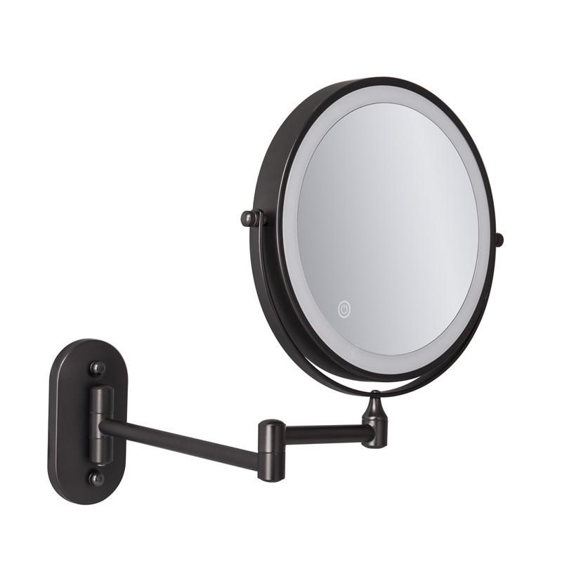 8-Inch Double-Sided LED Makeup Mirror: Wall-Mounted, Folding, Retractable, Lighted, Magnifying, Rechargeable Bathroom Vanity Mirror.