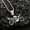 Pendentif Moto Vintage pour Hommes Garçons Punk Hip Hop Acier Inoxydable Collier Chevalier Bijoux Uniques Cadeaux