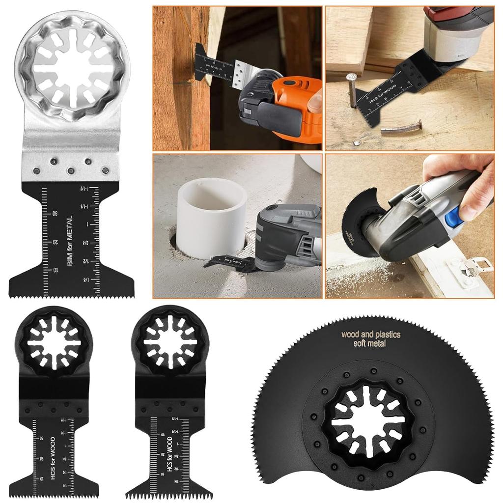 Oscillating Blades,24Pcs Multi Tool Saw Blades Set,Universal Blade Wood,Metal Quick Release Multi-Tool Blade Compatible with Bosch,Fein,Makita