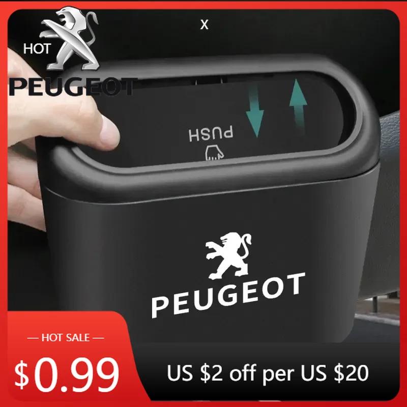 Car Sticker Car Portable Trash Can Auto Logo Sundries Storage Box For Peugeot 206 307 308 3008 207 208 408 508 2008 106 205 301 nero