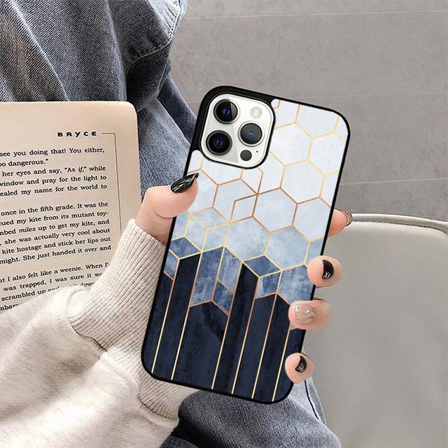 Marmor Geometrisches Handyhülle Für iPhone 17 Air Plus Max 15 14 13 12 Pro Max Hülle Schale