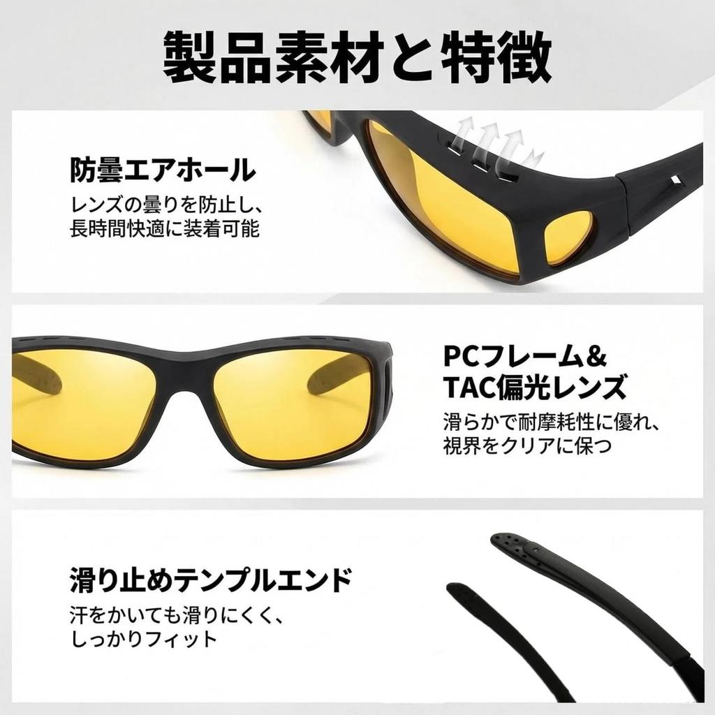 Oversized Polarized Sunglasses and Night UV Sports Sunglasses UV400 with Glasses for Night Unisex [ZHEJIA] [Day Use, Protection, Ultra-Lightweight]
