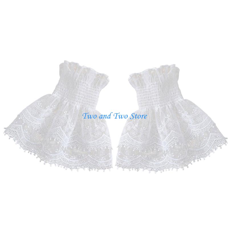HX6F Embroidery Lace Flower Arm Sleeves Comfortable Armwear Wrist Cuffs Decoration