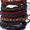 6 sztuk skórzana bransoletka DIY ręcznie pleciona Vintage wielowarstwowa bransoletka Wrap dla kobiet mężczyzn