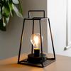 Simple Design Led Cordless Table Lamp Battery Operated Bedside Lamp Black Metal Portable Nightlight for Decoration and Gift