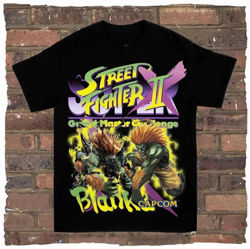 Game Spring Street Fighter Rock and Rap Loose High Street Highquality Mens Tshirts Womens Tshirts Couple Styles