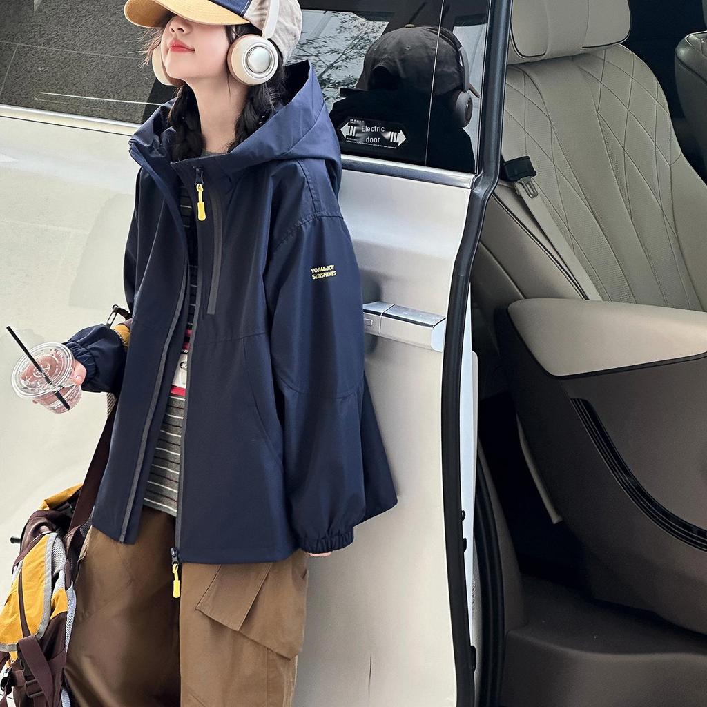 Girls' Double Zipper Hooded Windbreaker - Autumn 2025 Korean Style Casual Sports Jacket for Big Kids