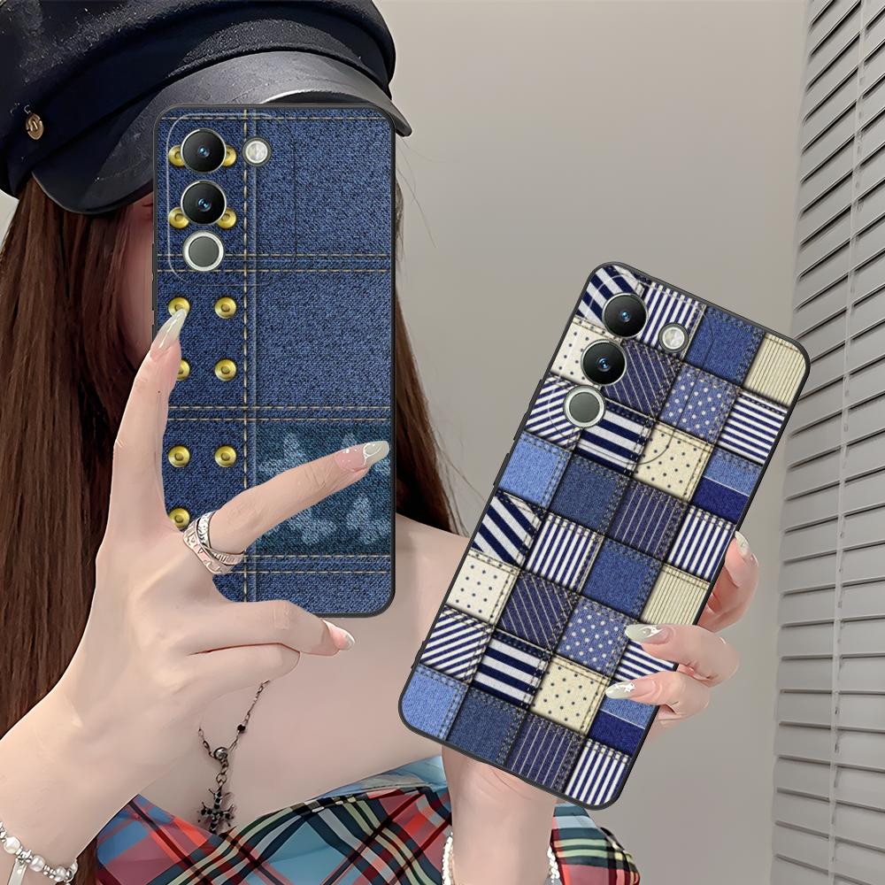Jeans Texture Mobile Phone Case for VIVO V60 V50 V40 V30 V29 V27 V25 V23 Pro Lite 5G Colorful Printing Cover Luxury Cover Pretty