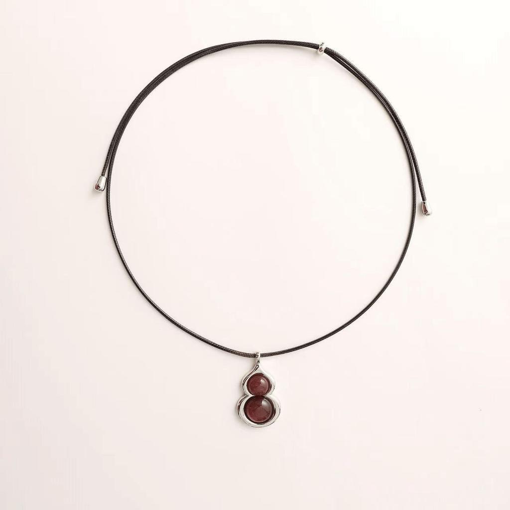Necklace Female Douyin New Red Stone Gourd Pendant Simple Light Luxury Versatile High-end Sweater Chain Jewelry Male
