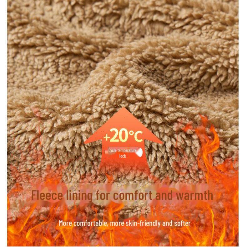 Men's Heavyweight Fleece Hooded Jacket - Thick, Warm, Casual Lamb Fleece Cardigan for Autumn and Winter.