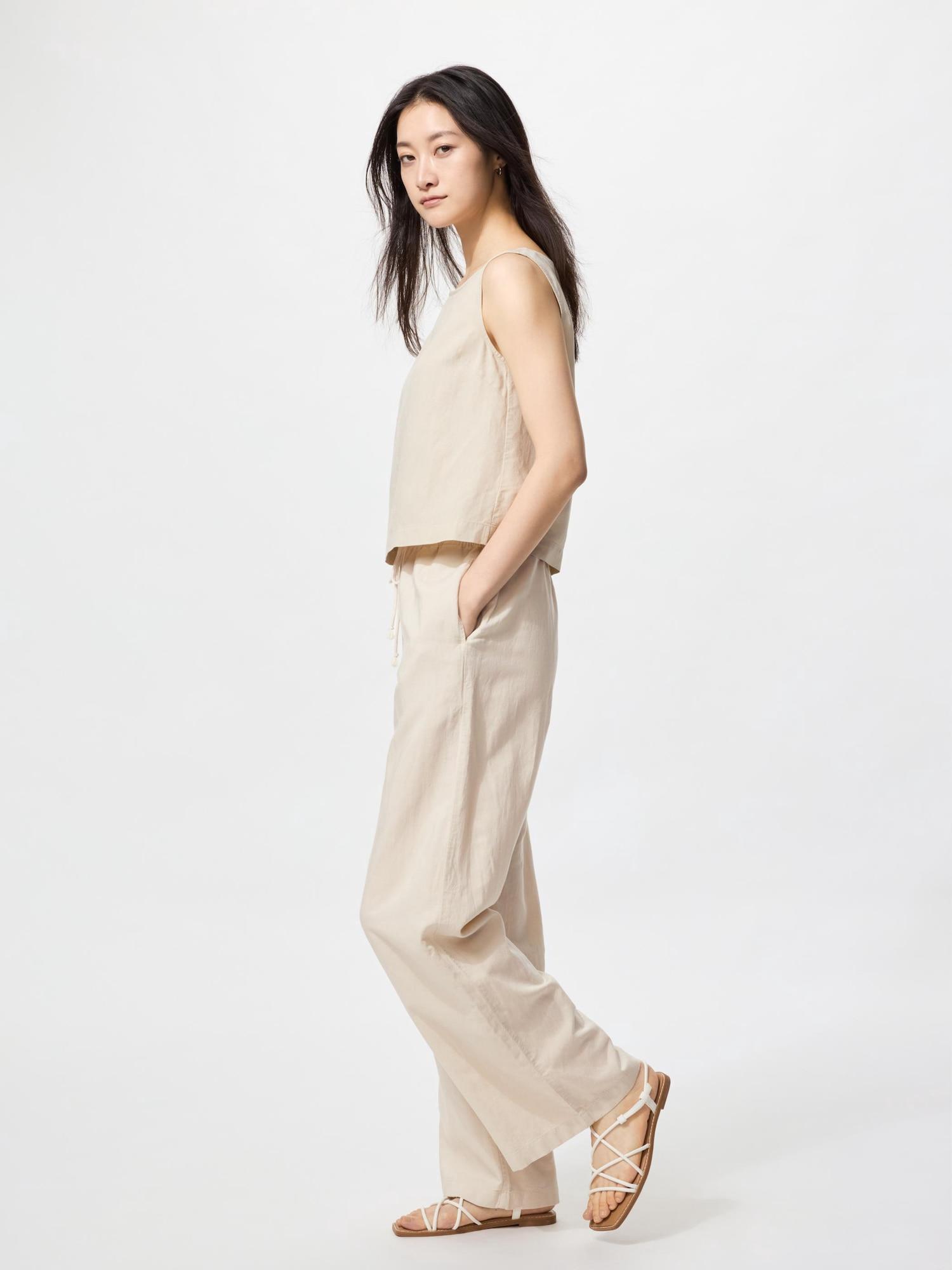 

Uniqlo Япония Льняная смесь Легкие брюки Длинные 30 NATURAL/3XL