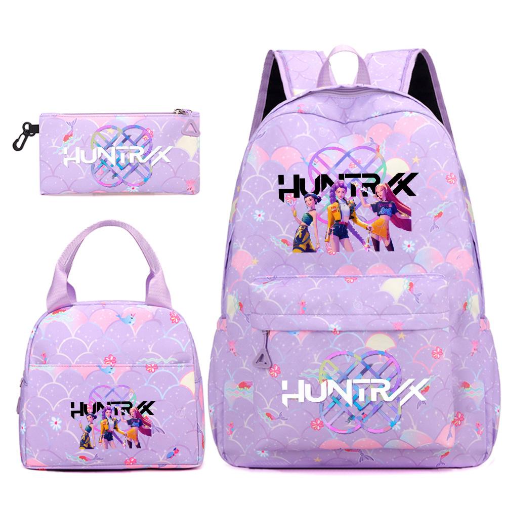 3Pcs/set Cute Kpop Printed Backpack Handbag Pencil Case for Teenger Student Girl Boy Schoolbag Kid Bookbag Large Capacity Travel Bag Gift Mochila