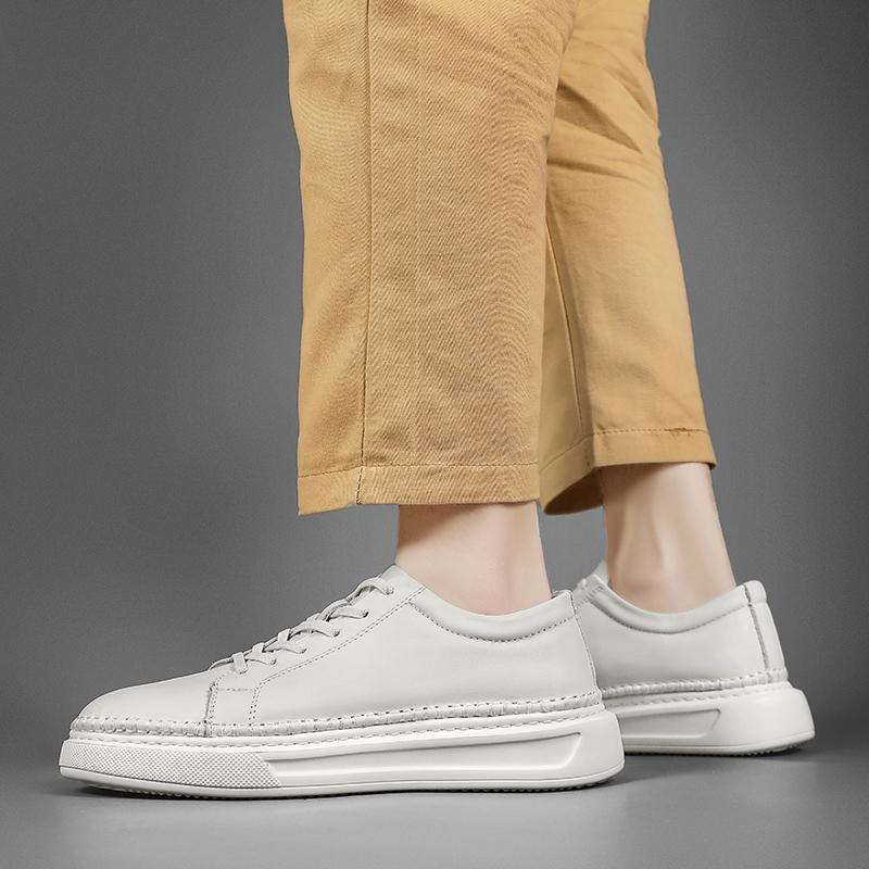 Mode Weichen männer echte Leder Schuhe Vier Jahreszeiten schnüren Neue Business-Mode Flache Schuhe Outdoor Wanderschuhe Sport Casual weiß Schuhe