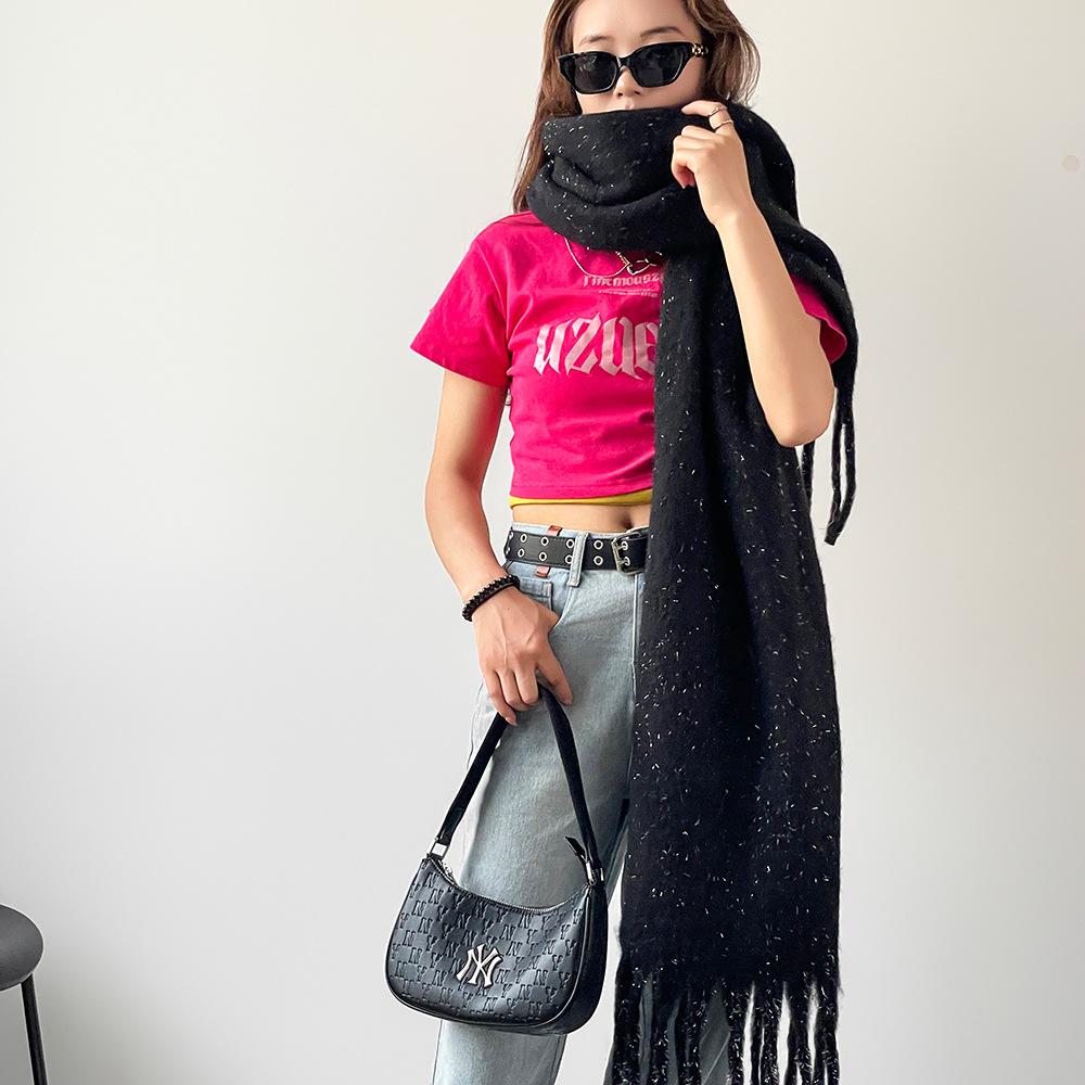 Winter fashion versatile scarf solid color mohair thickened warm scarf women's shawl