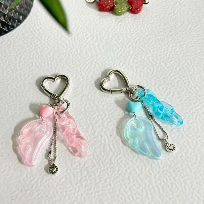 Handmade Beaded Keychain Bag Pendant Decoration With Wing Heart Charm Colorful Gift For Women Men