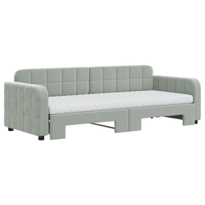 VidaXL Daybed with Trundle and Mattress Light Grey 80x200cm Velvet 3196946