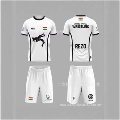 Mens Wrestling T-Shirt Shorts Set Sportswear Training Competition Lightweight Athletic Wear