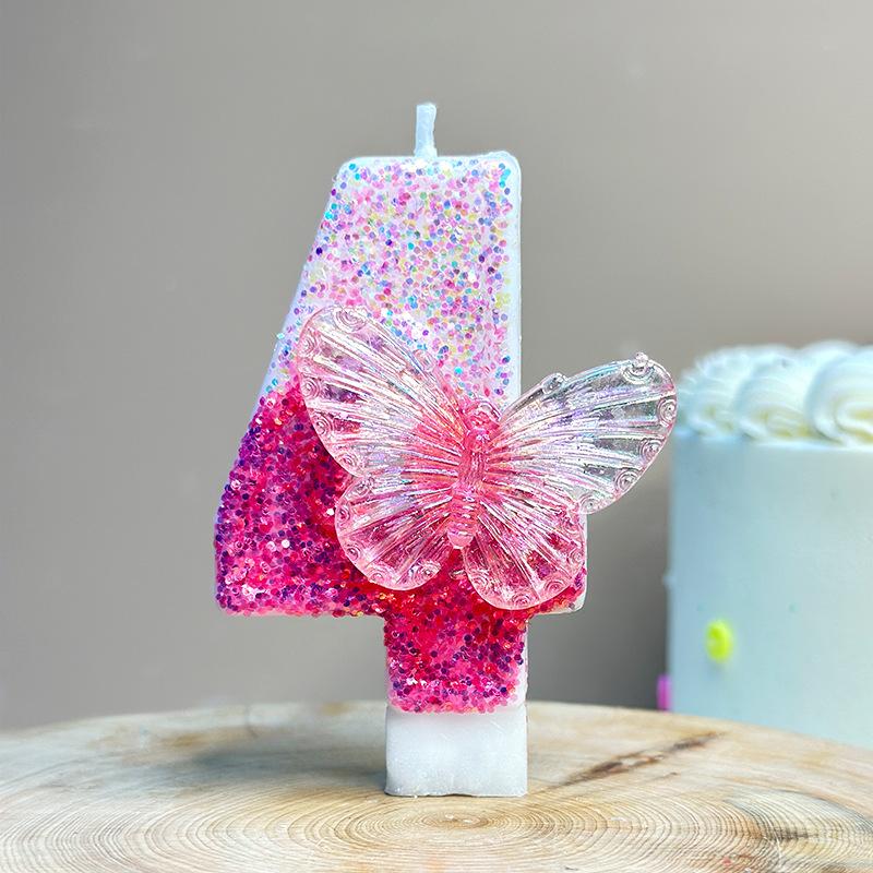 0-9 Number Cake Candles Party Supplies Purple Butterflies Candles Accessories Cake Shop Props Valentine's Anniversary Candles