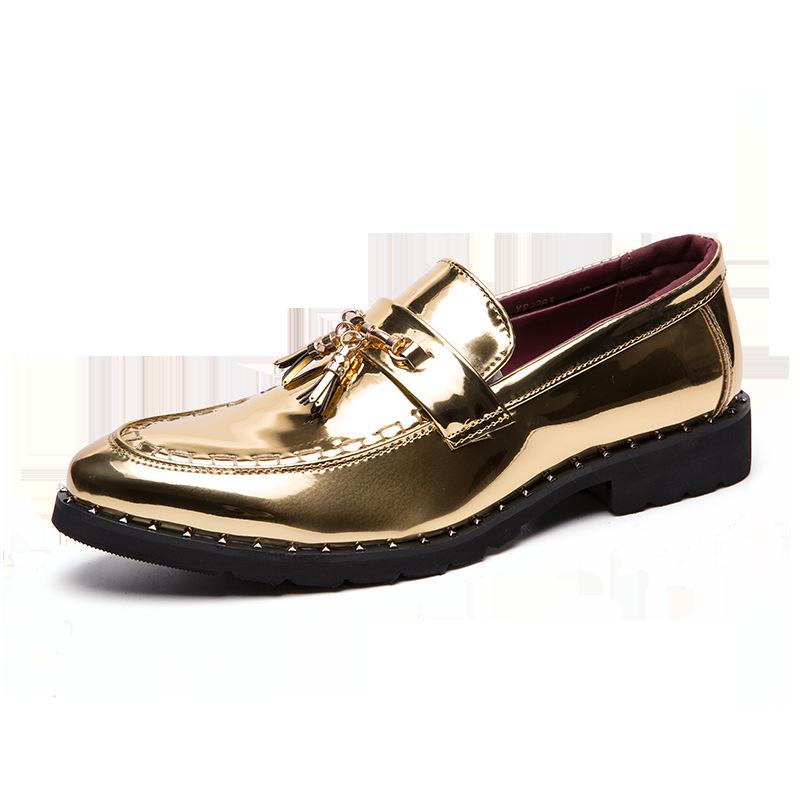 

2025 Spring and Autumn Season Fashion Versatile British Style Personality Casual One-pedal Pointed Leather Shoes Business 48 Large Size Men s Shoes 38 золотой