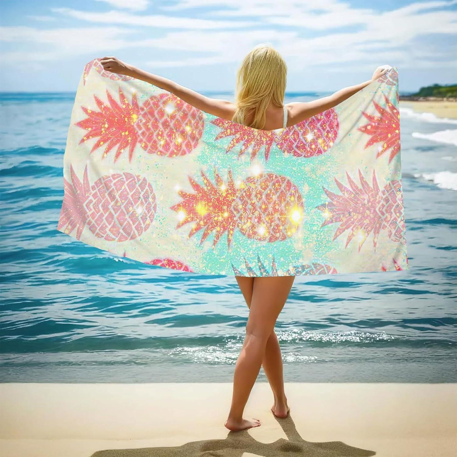 

Pineapple arts Beach Towel for Family stuffs friends Gifts Quick-Dry Sand free For Bath Yoga Tourism Beach GYM Camping Swimming W40*H60(CM)